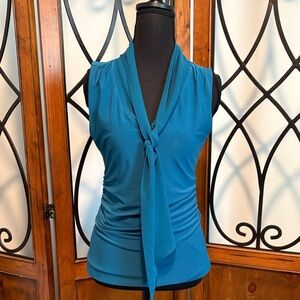 White House Black Market Teal Tie-Neck Sleeveless Camisole